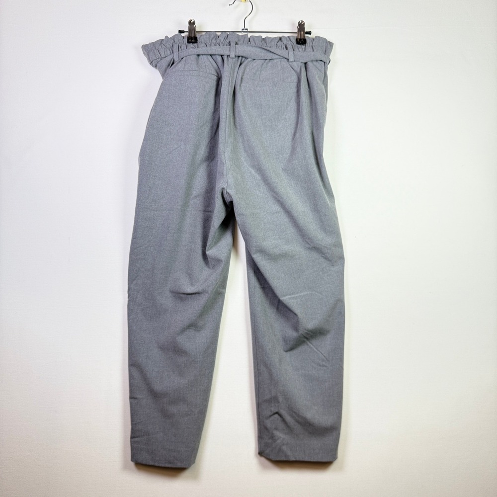 LOFT Gray Paperbag‎ Waist Tie Belt Pleated Tapered Pants Size LP - Picture 2 of 6